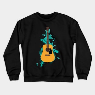 Dreadnought Style Acoustic Guitar Natural Finish Crewneck Sweatshirt